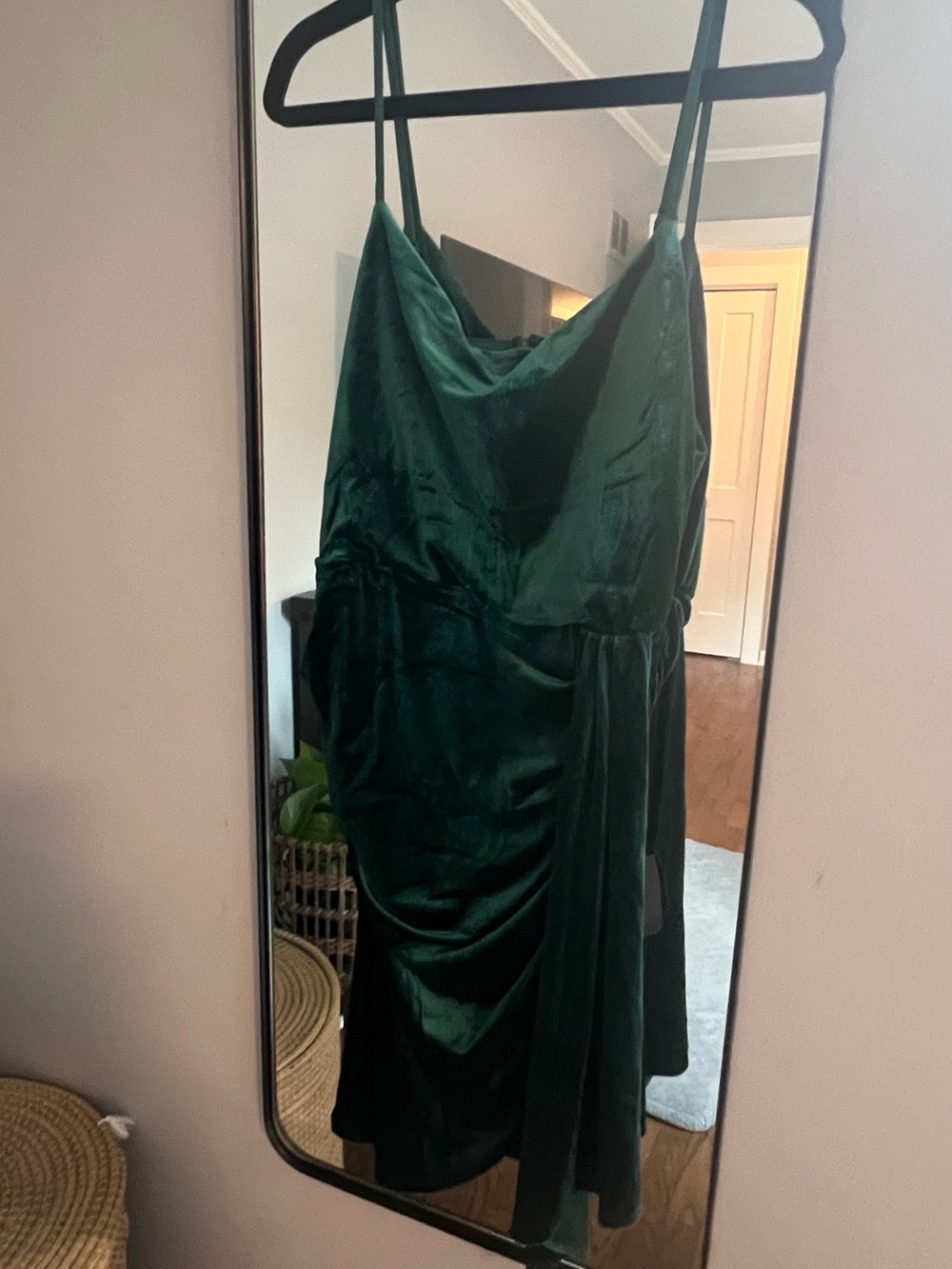 Lulu's Deep Emerald Green Velvet Slip Dress